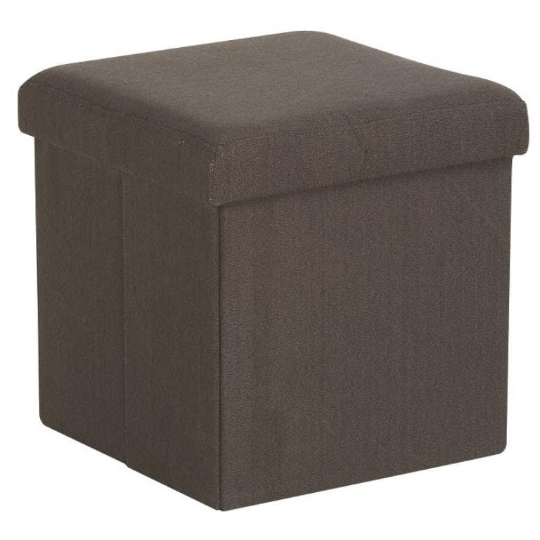 Pouf coffre de rangement pliant marron