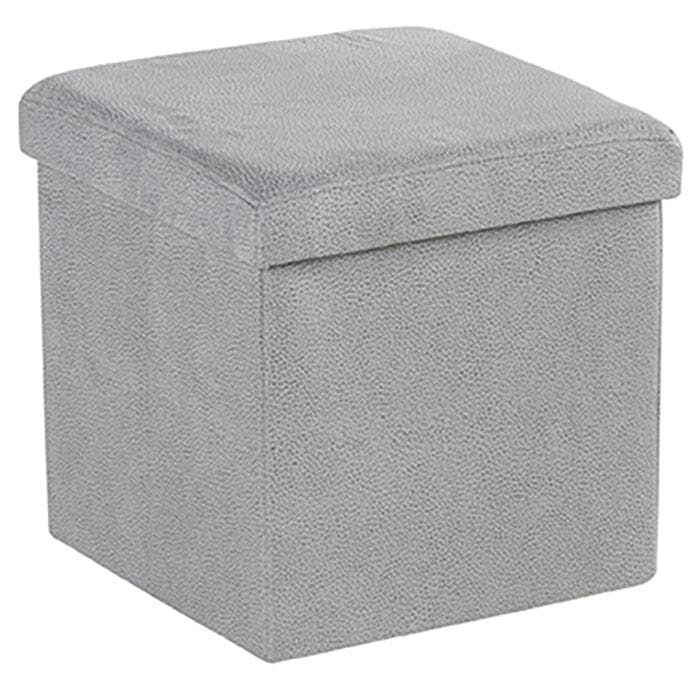 Pouf Coffre tissu gris clair façon suédine 38x38x38cm PITCH