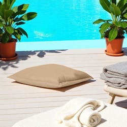 Pouf coussin de sol extérieur imperméable - taupe ARTA