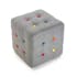 Pouf cube capitonné en tissu gris et boutons colorés 35x35x35cm COLORS