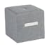Pouf Cube Capitonné gris clair et poignée blanche 40x40x40cm HOUSE