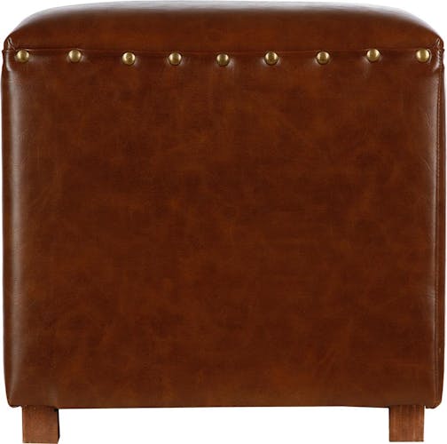 Pouf cube clouté Vintage marron 38x38x38cm