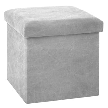 Pouf cube coffre pliable gris clair