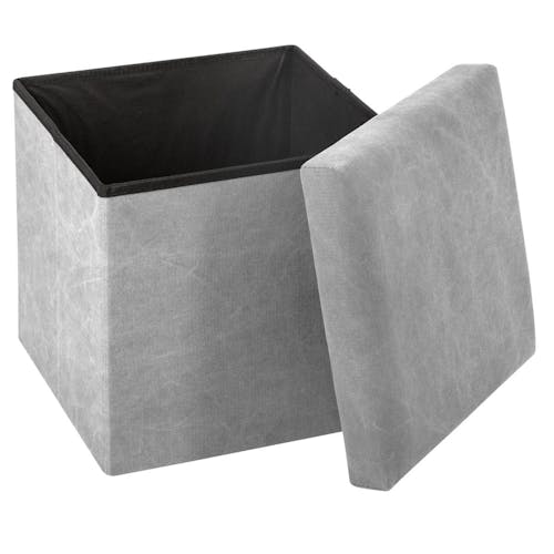 Pouf cube coffre pliable gris clair