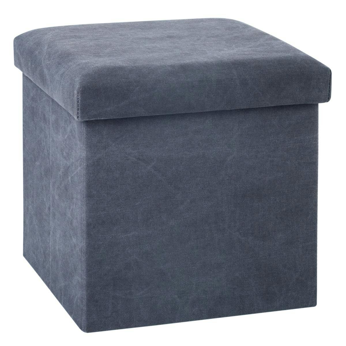 Pouf cube coffre pliable gris foncé