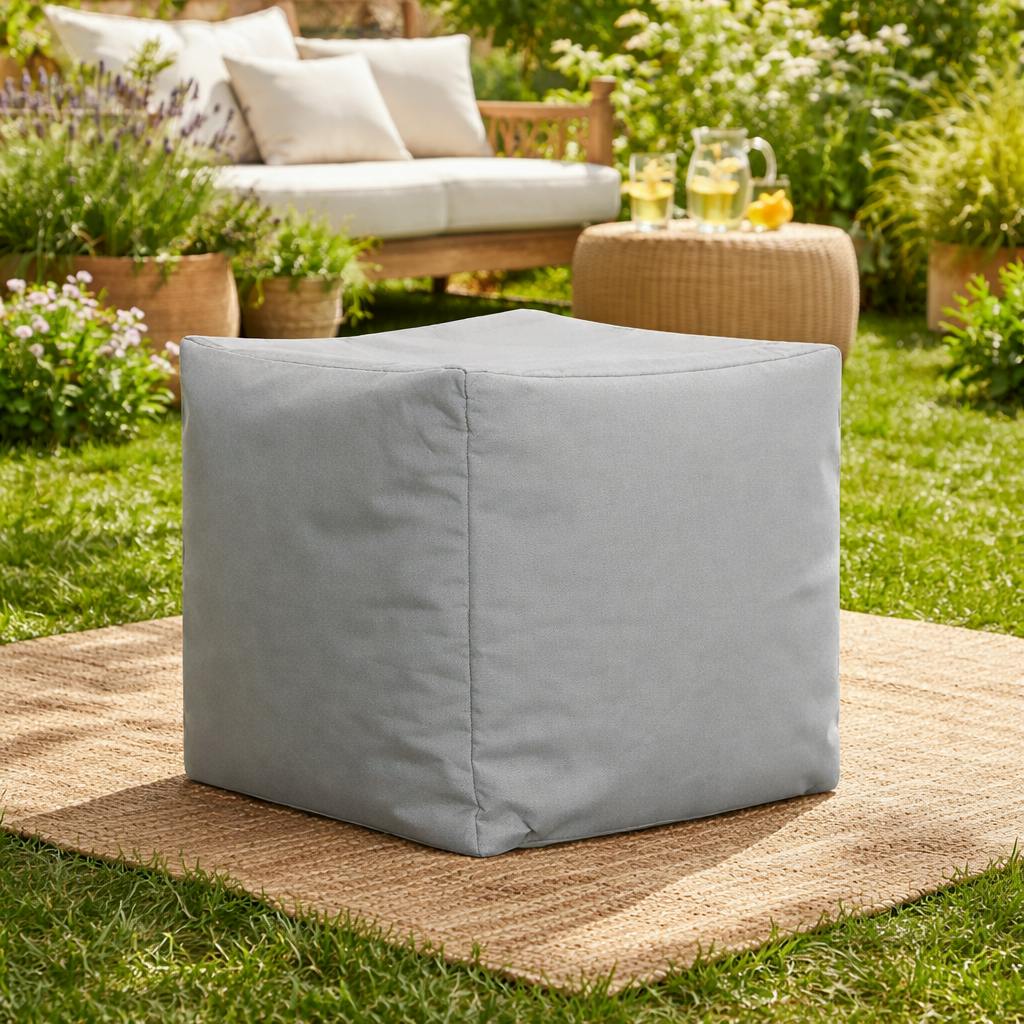Pouf cube d'extérieur gris ARTA