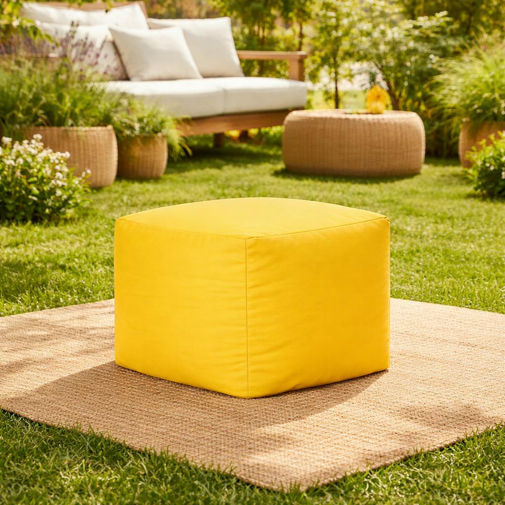 Pouf cube d'extérieur jaune ARTA