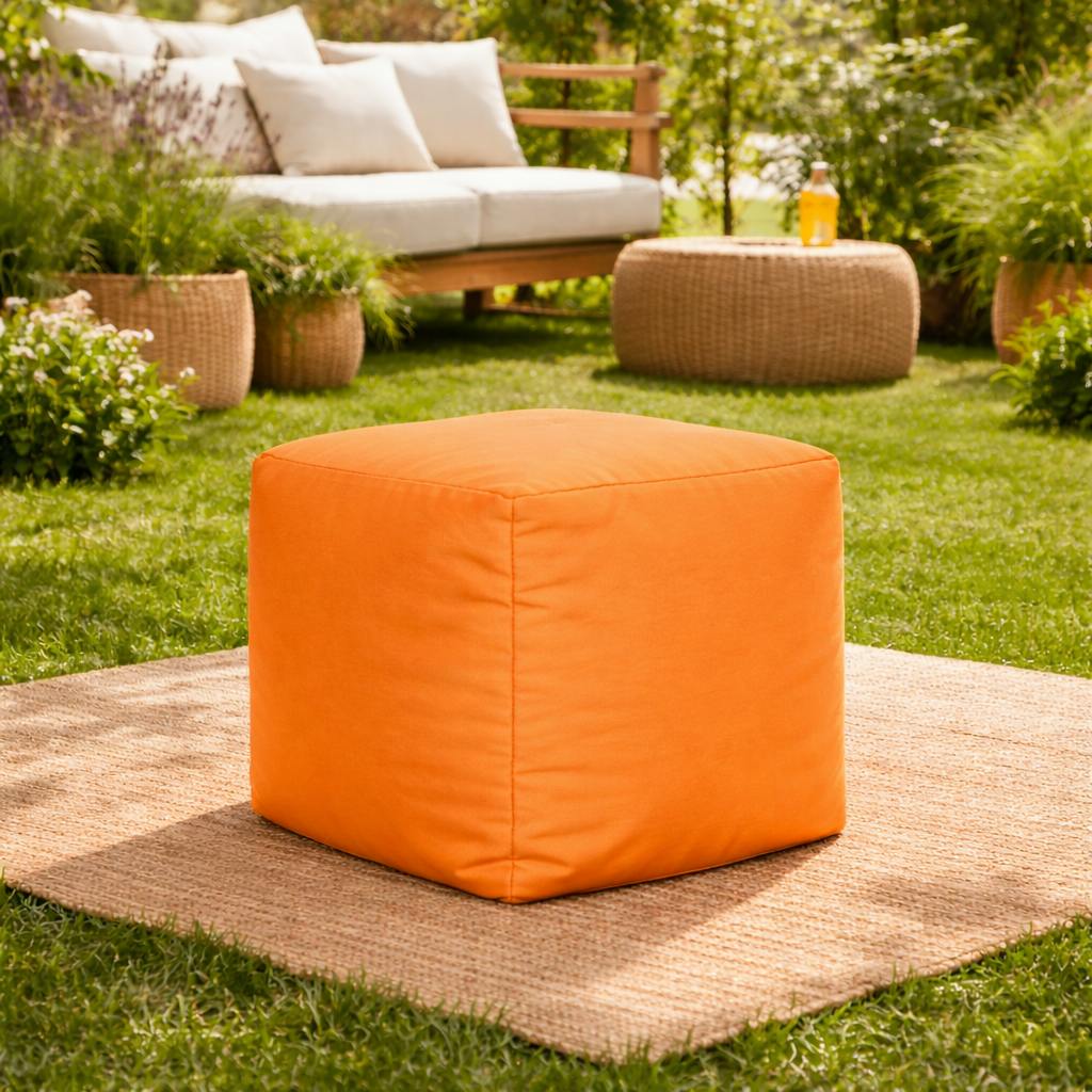 Pouf cube d'extérieur orange ARTA
