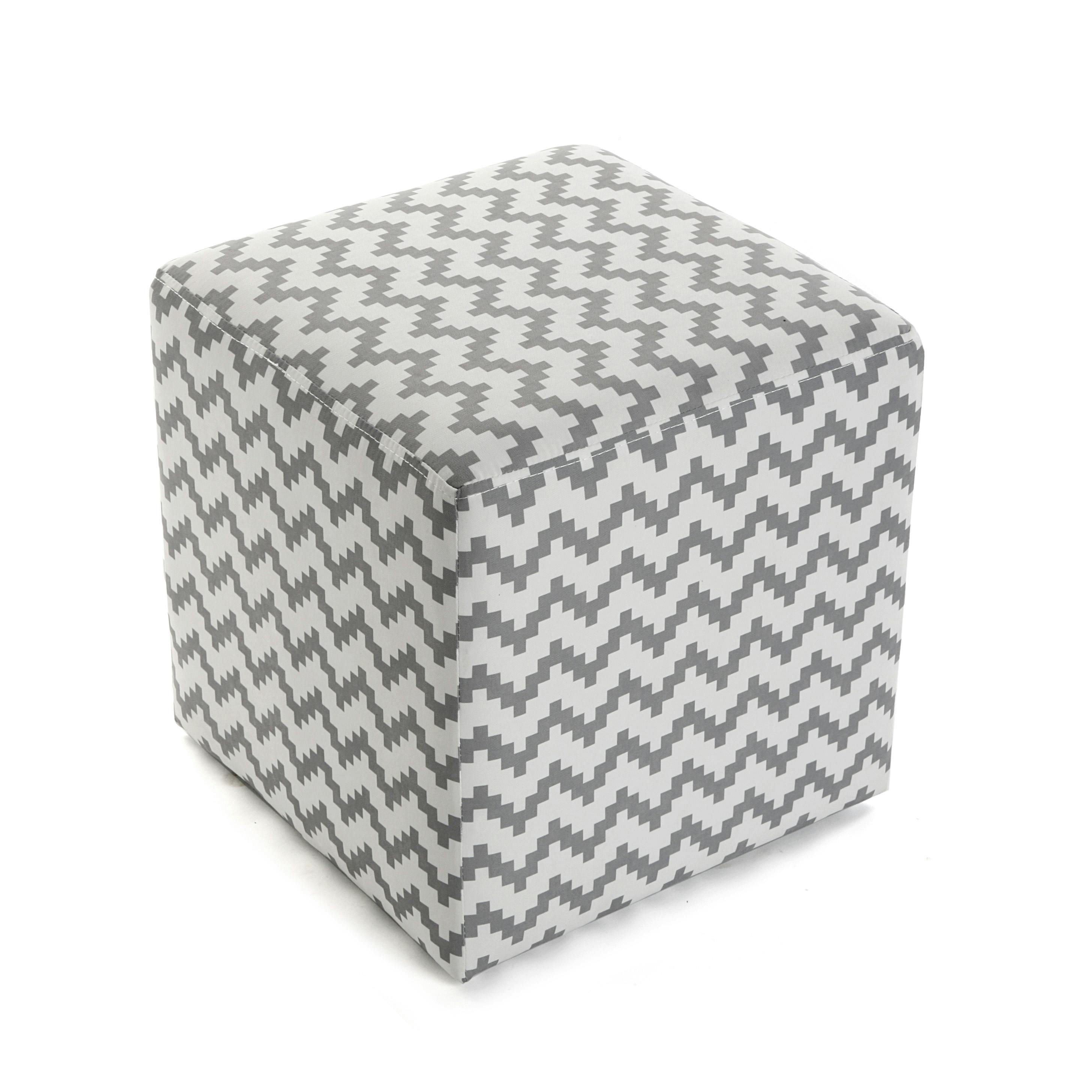 Pouf de Forme Cubique 42 x 42 cm fabriqué en Coton Marron et Gris