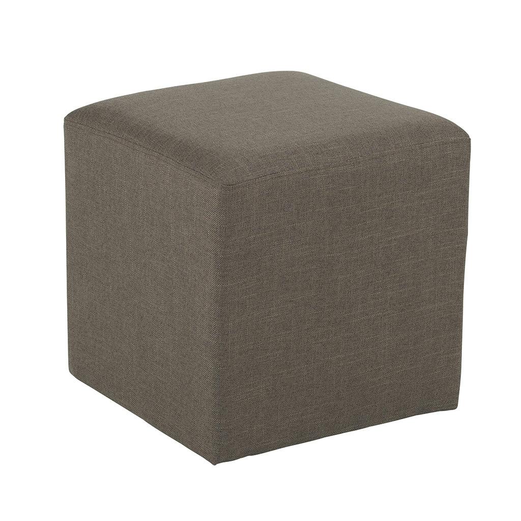 Pouf cube tissu havane STONE