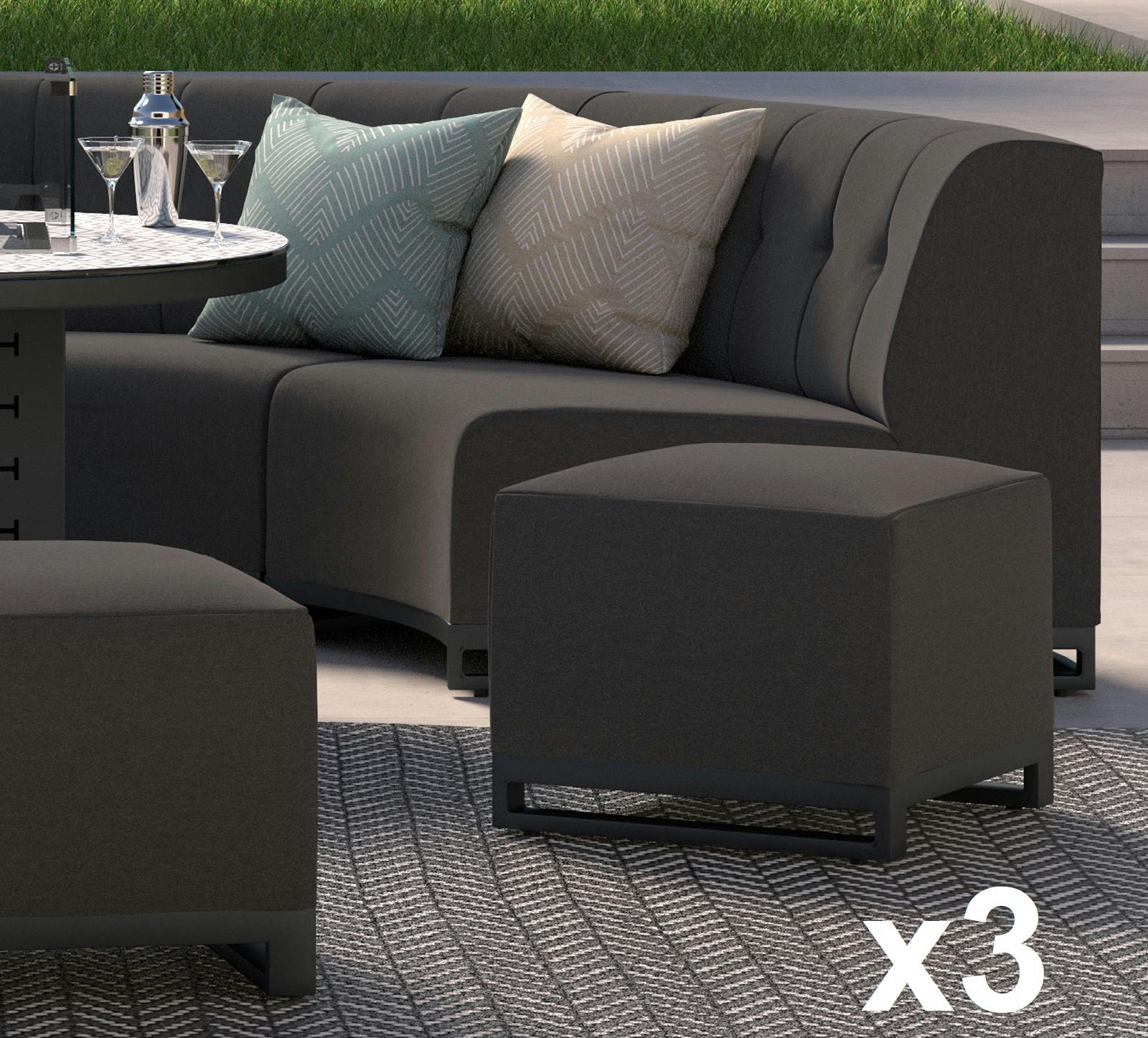 Pouf de jardin en aluminium et tissu anthracite (3 pièces) MINORQUE
