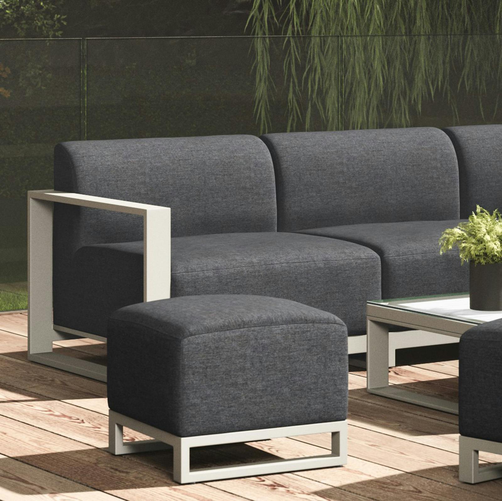 Pouf de jardin en aluminium gris et tissu anthracite 50x50 cm LANZAROTE