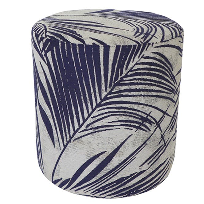 Pouf de salon motif jungle bleu et gris