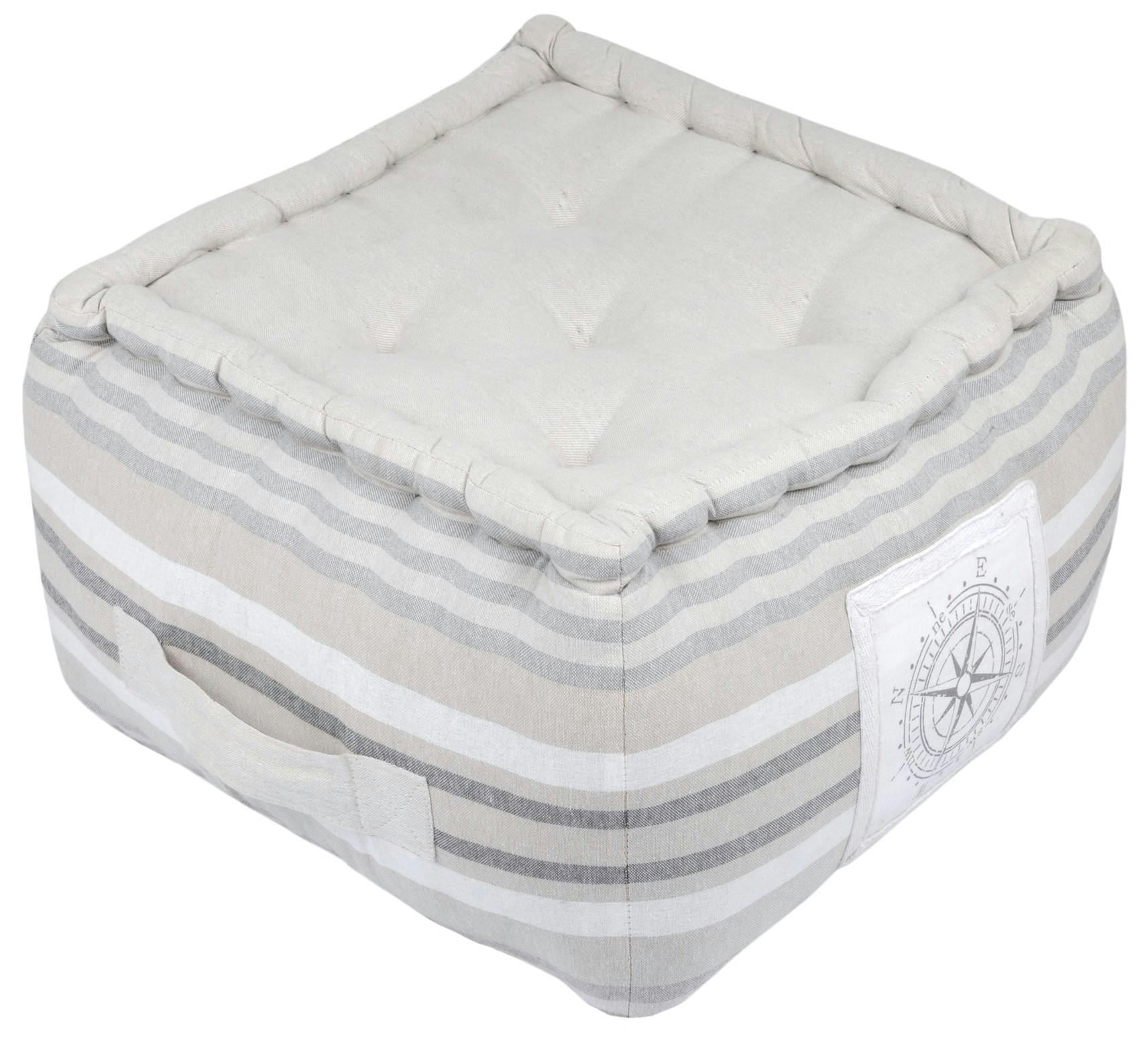 Pouf en coton beige 40x40x30cm OUESSANT