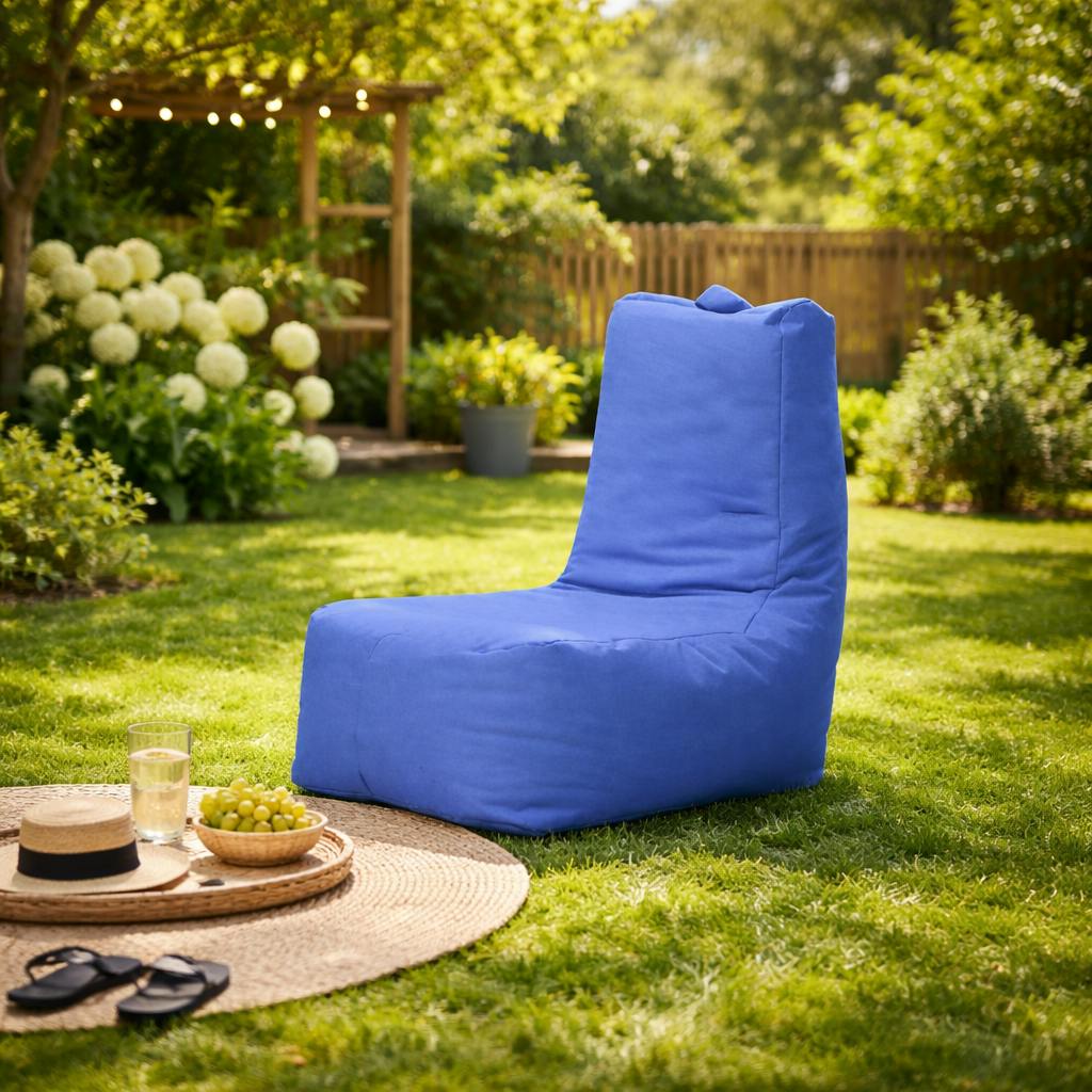 Pouf extérieur à dossier haut bleu ARTA