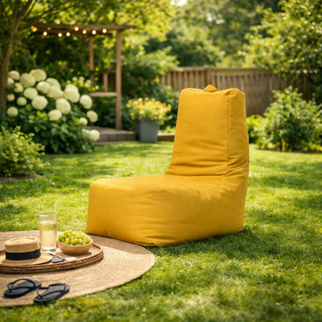 Pouf extérieur à dossier haut jaune ARTA