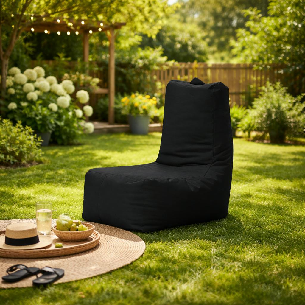 Pouf extérieur à dossier haut noir ARTA