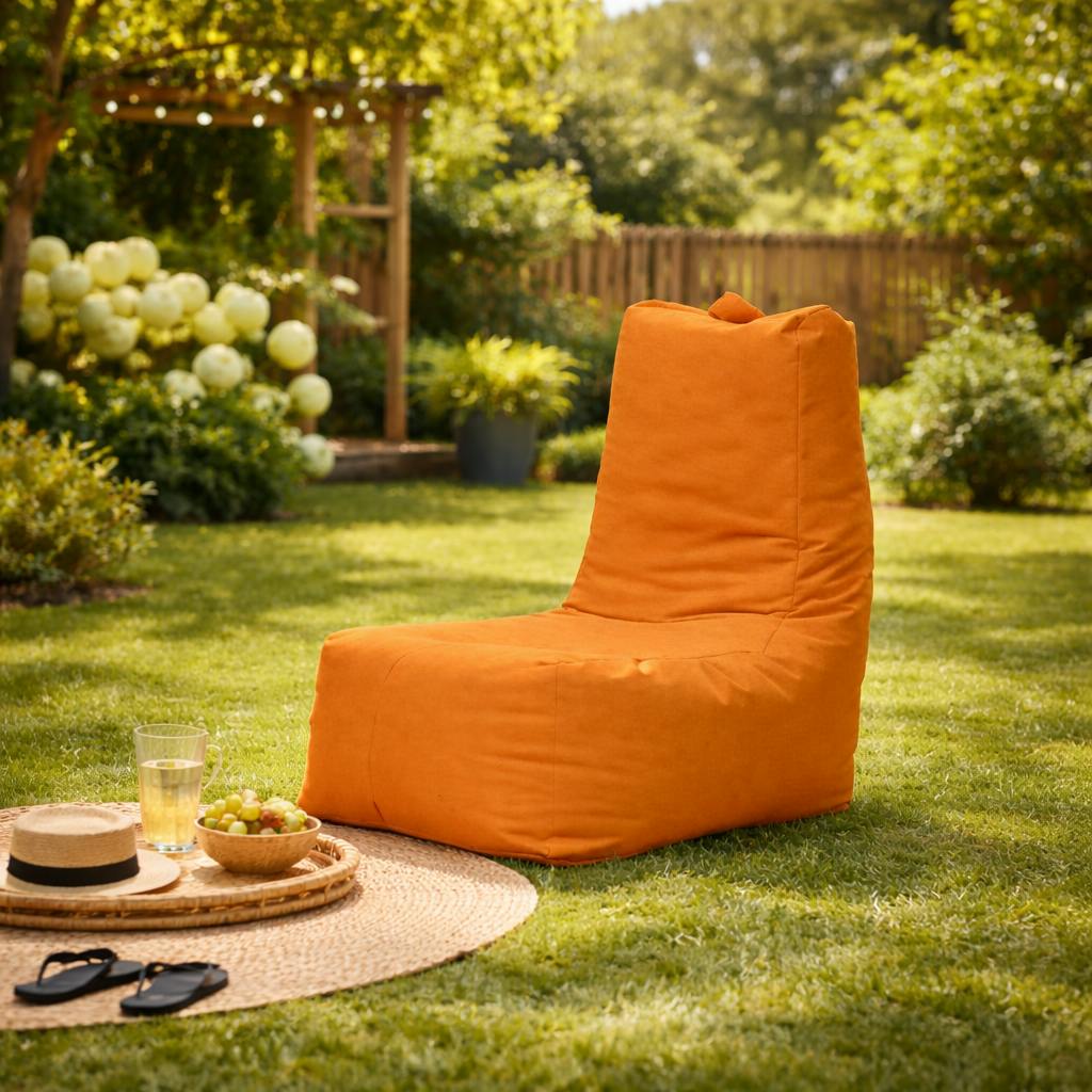 Pouf extérieur à dossier haut orange ARTA