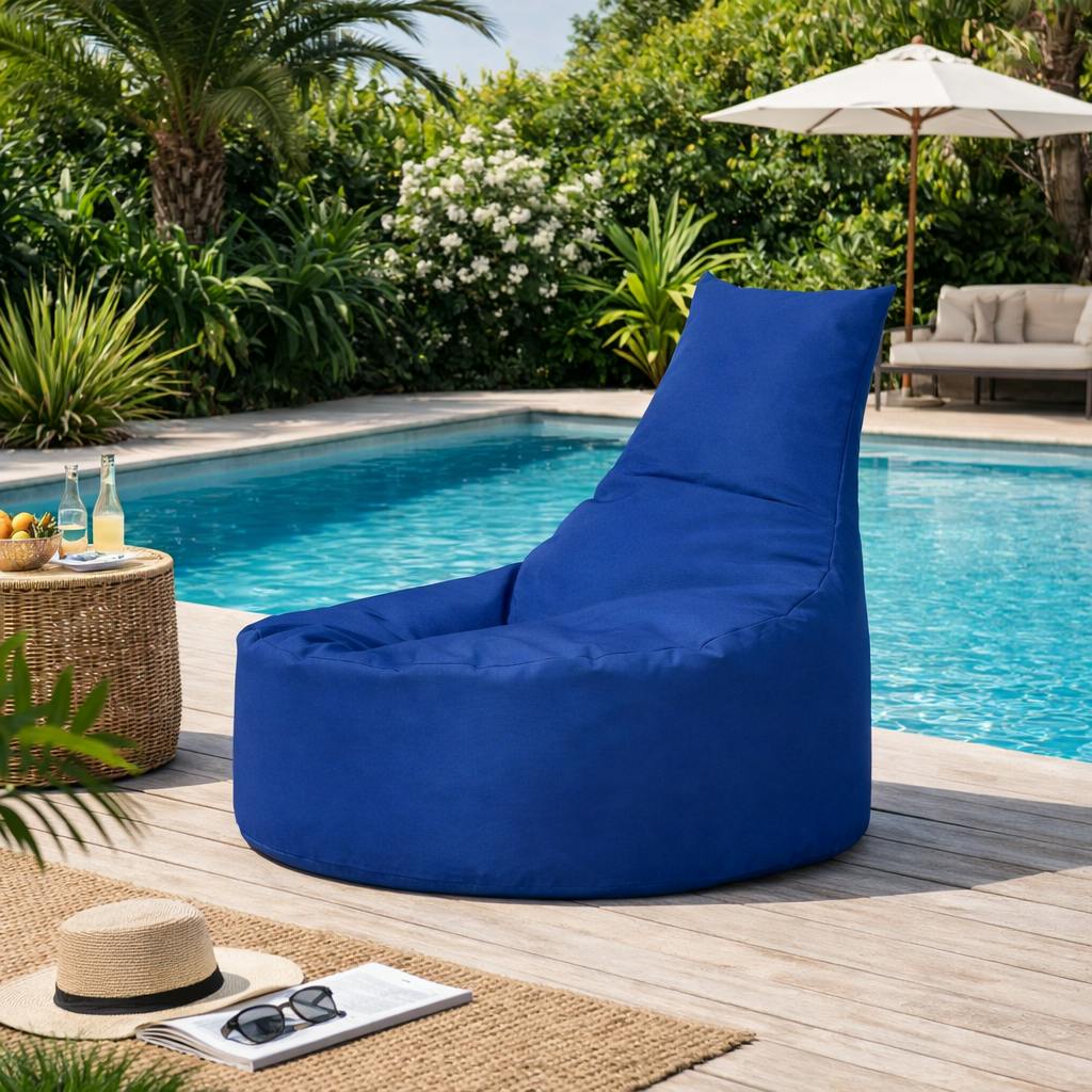 Pouf extérieur bleu avec dossier ARTA