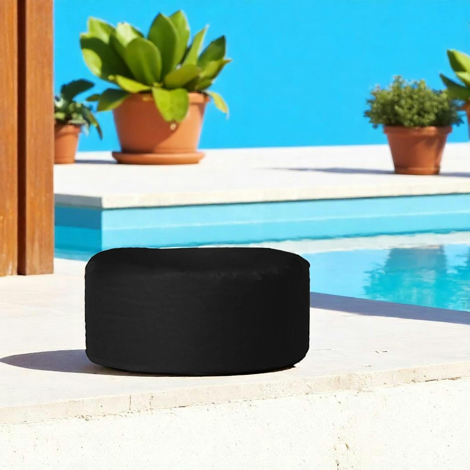 Pouf extérieur imperméable noir - forme ronde ARTA