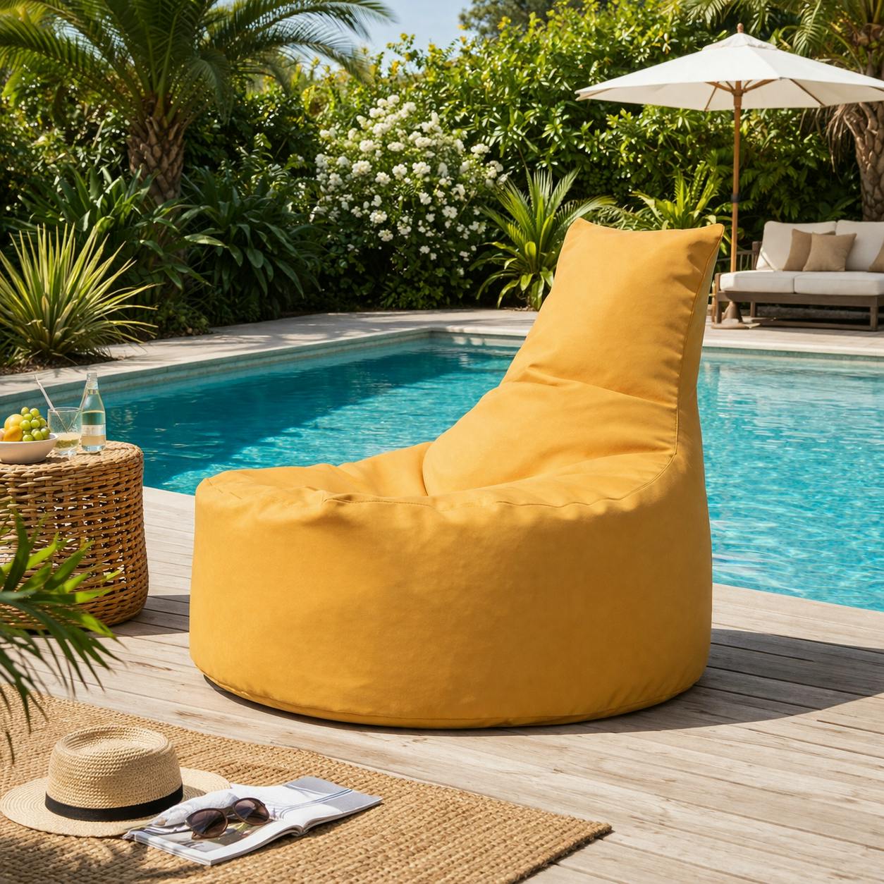 Pouf extérieur jaune avec dossier ARTA