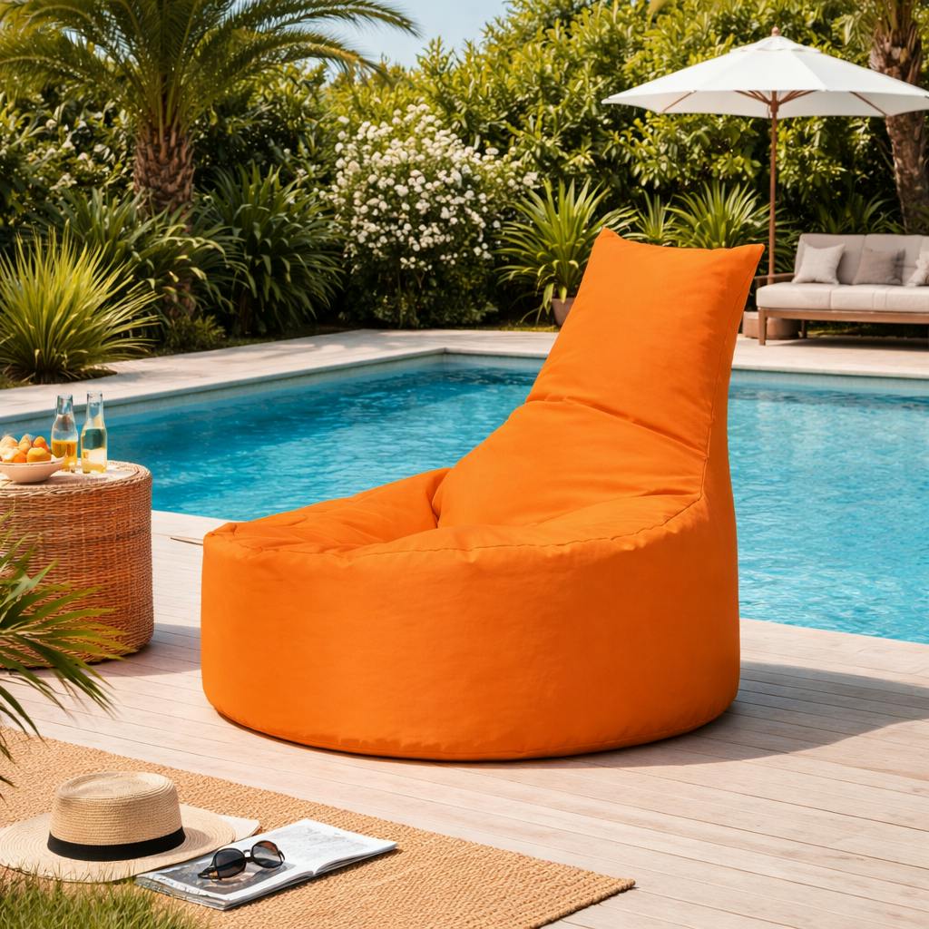 Pouf extérieur orange avec dossier ARTA