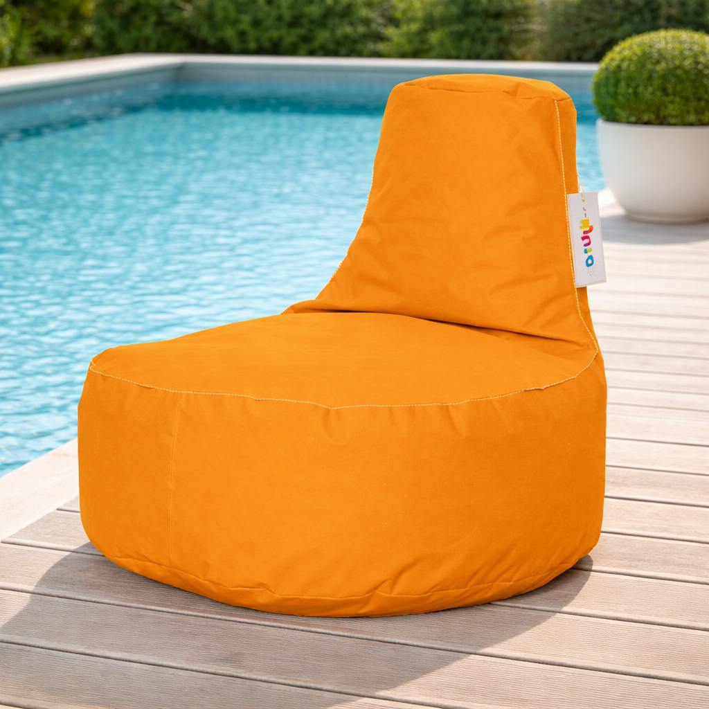 Pouf extérieur orange avec poches ARTA