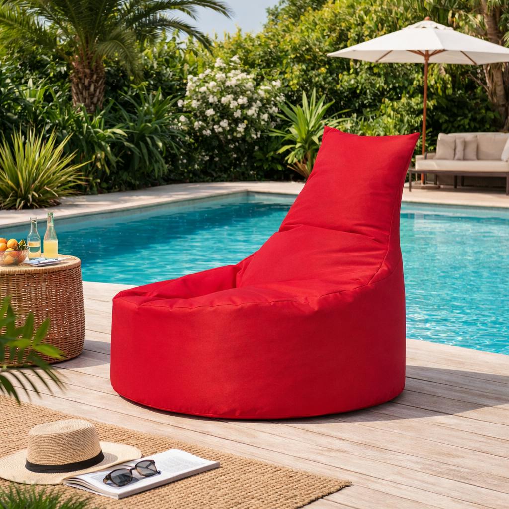 Pouf extérieur rouge avec dossier ARTA