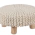 Pouf large, assise en laine blanche aspect tricoté D60H30cm
