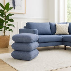 Pouf pivotant gris bleu effet coussins empilés IENA