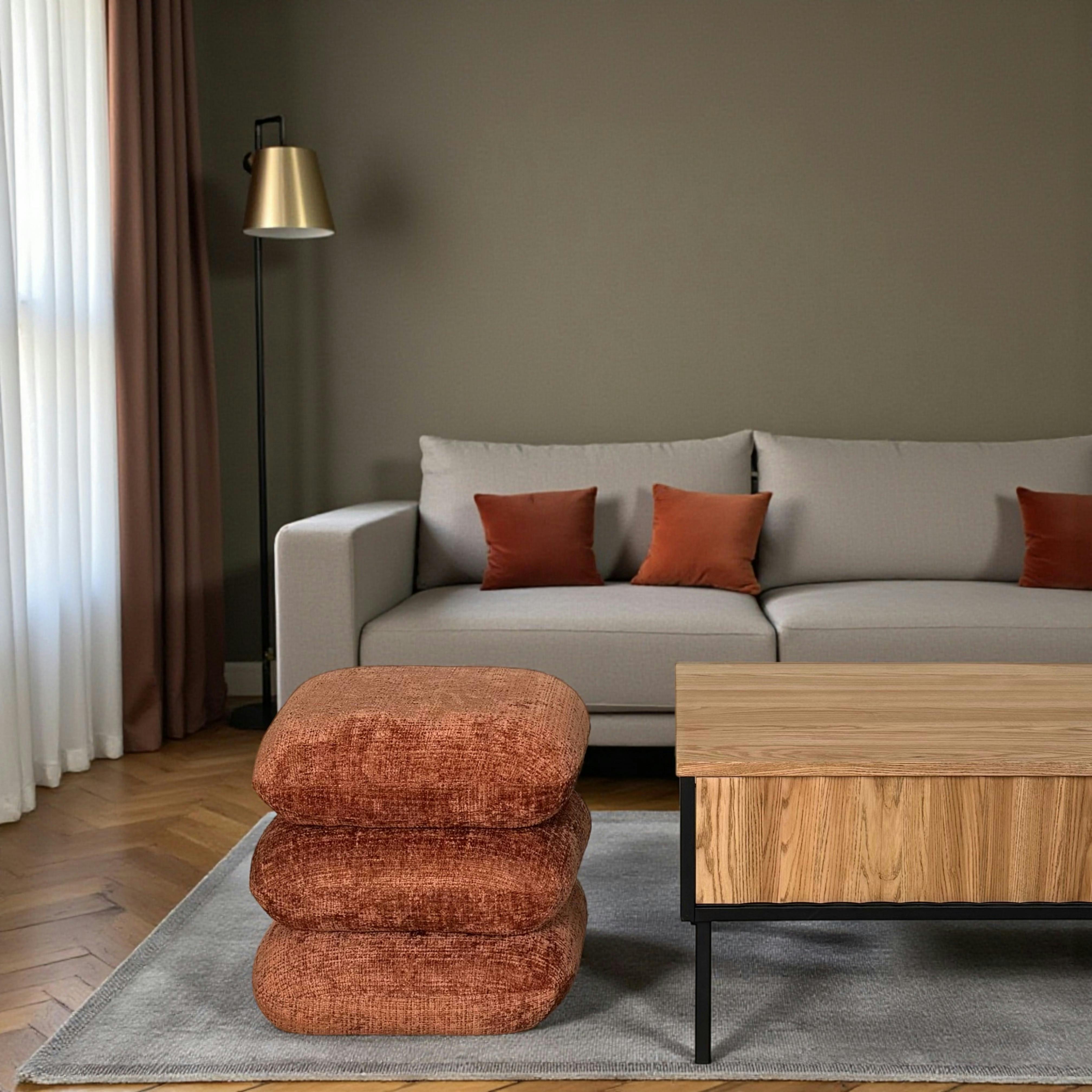 Pouf pivotant terracotta effet coussins empilés IENA