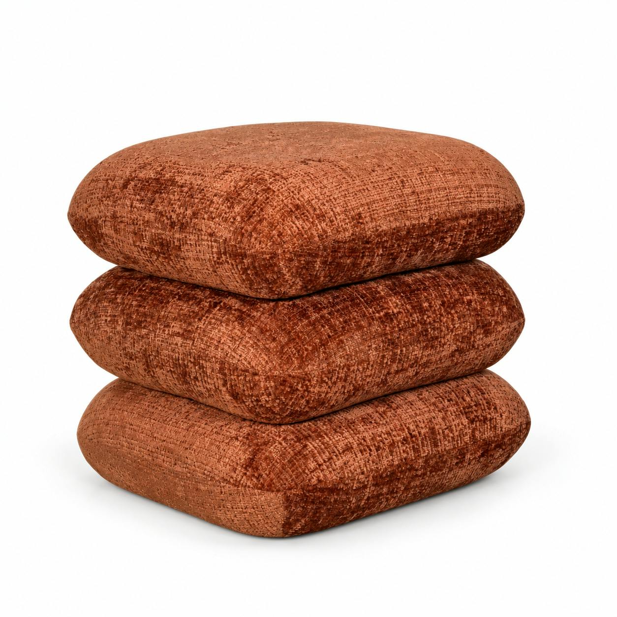 Pouf pivotant terracotta effet coussins empilés IENA