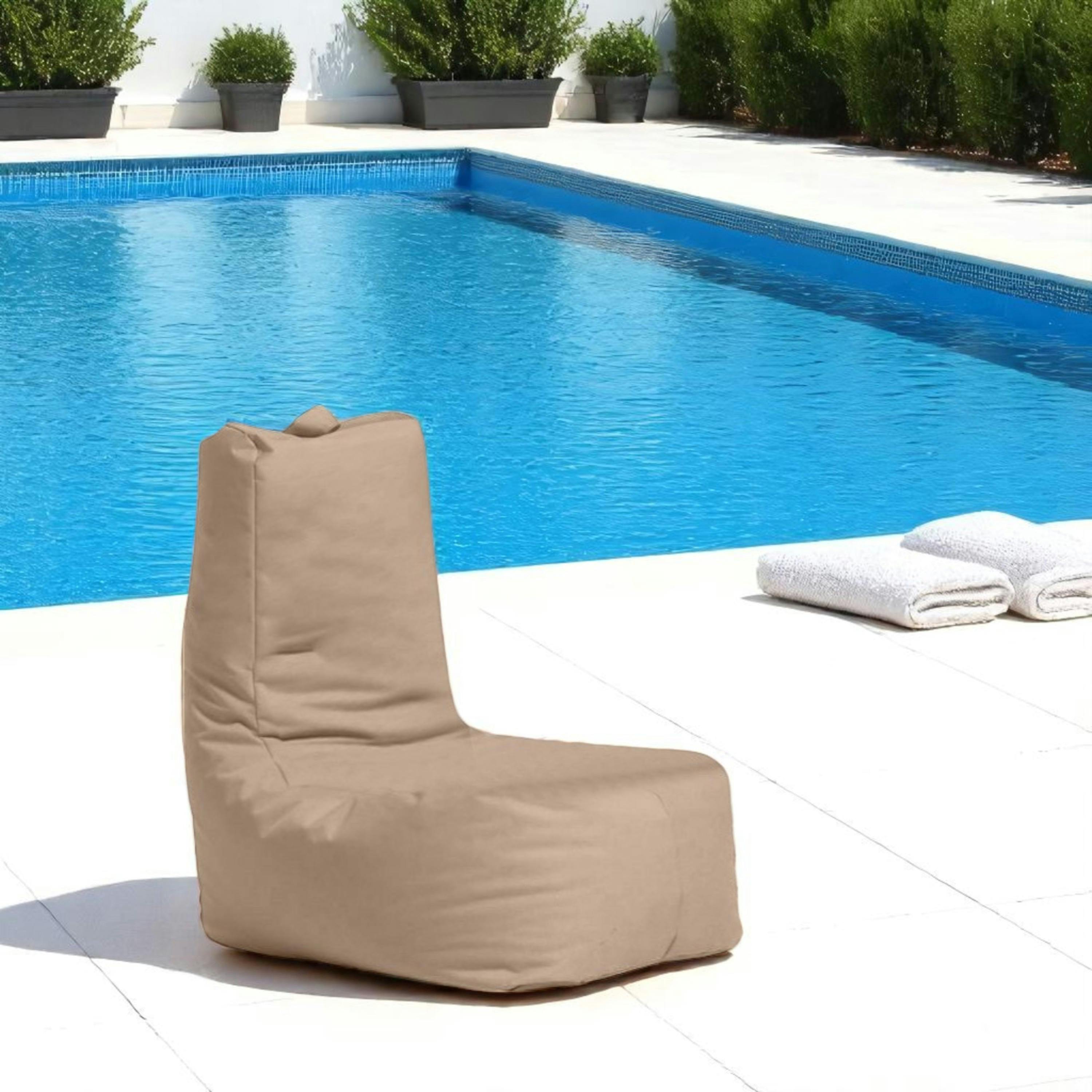 Pouf poire extérieur taupe avec poches latérales ARTA