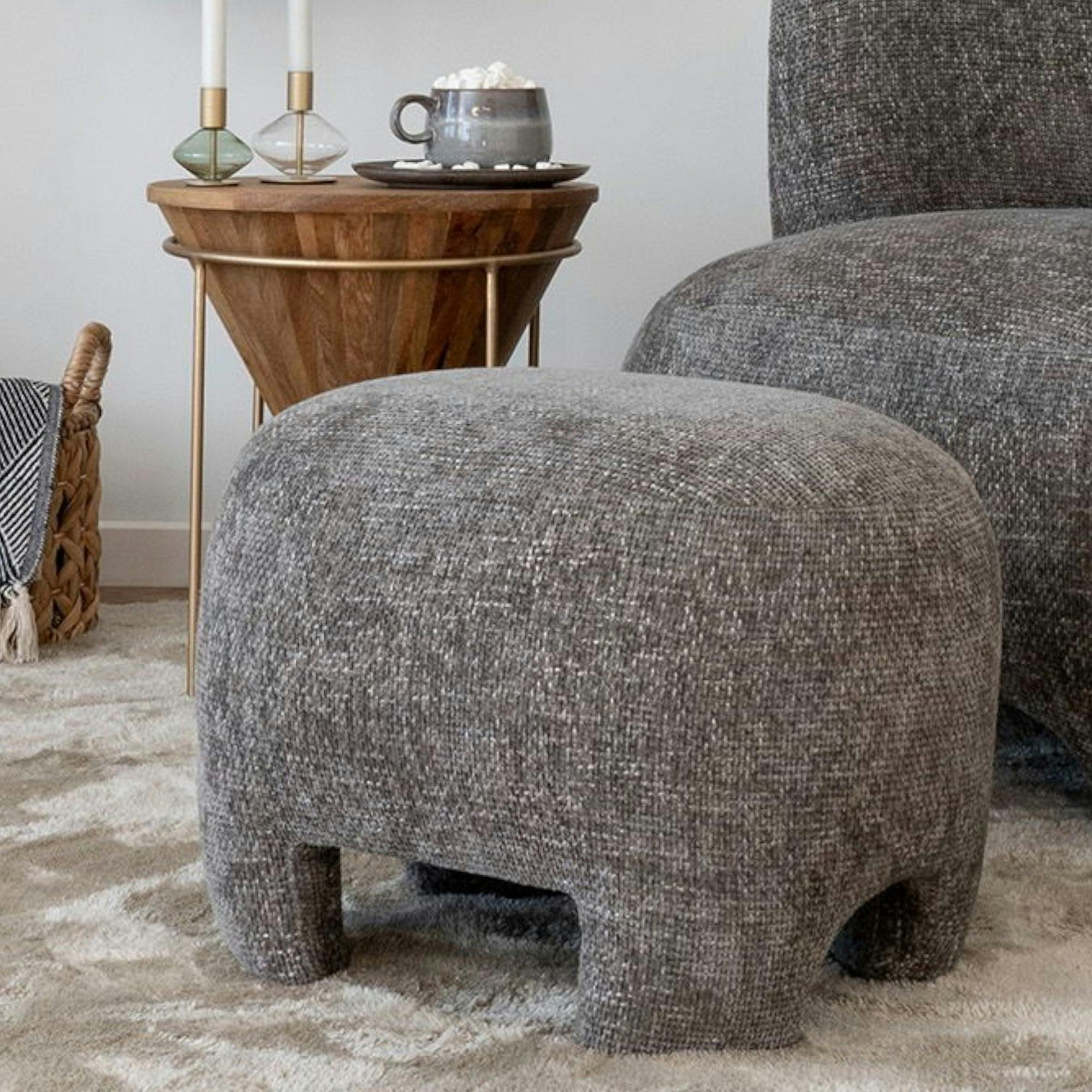 Pouf repose-pieds gris sur 4 pieds BERLIN