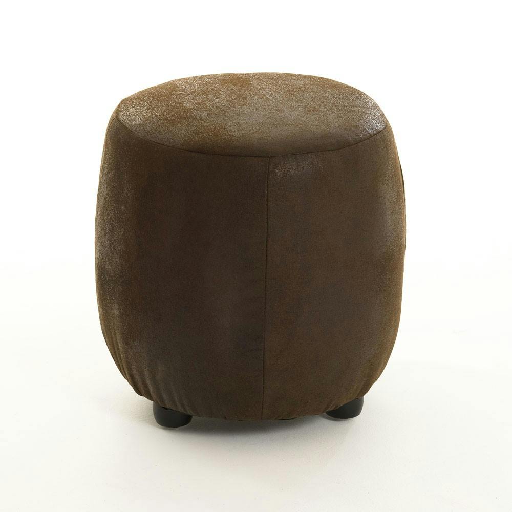 Pouf rond 32cm microfibres chocolat BRITISH