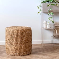 Pouf rond en jonc de mer, style bohème BRUGES