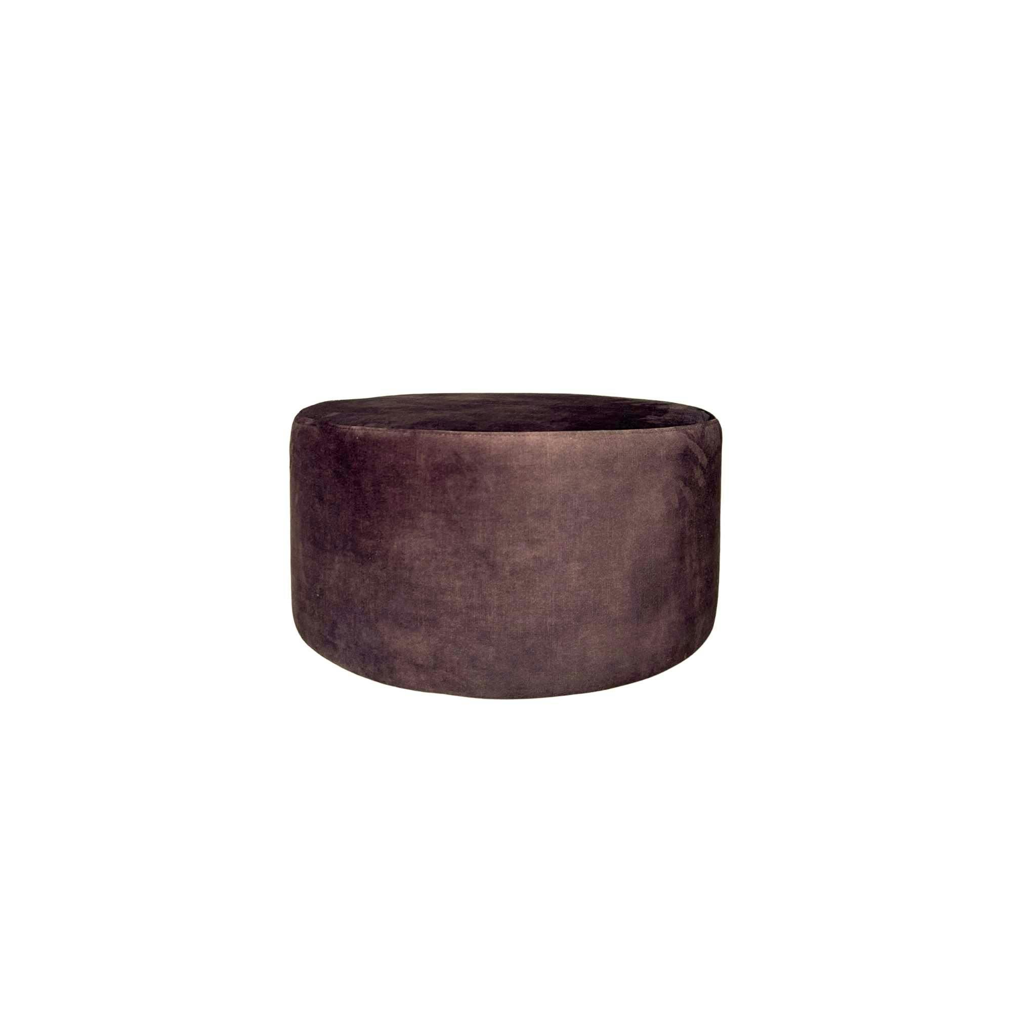 Pouf rond marron tissu doux Ø80 cm RIVOLI