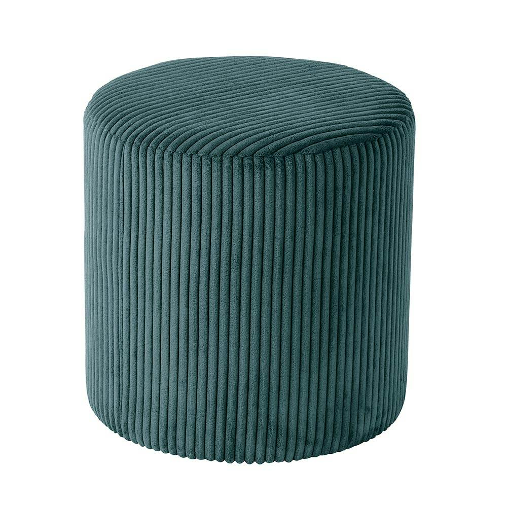 Pouf rond velours côtelé bleu pétrole (lot de 2) MALMOE