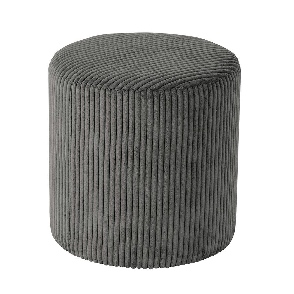 Pouf rond velours côtelé gris (lot de 2) MALMOE