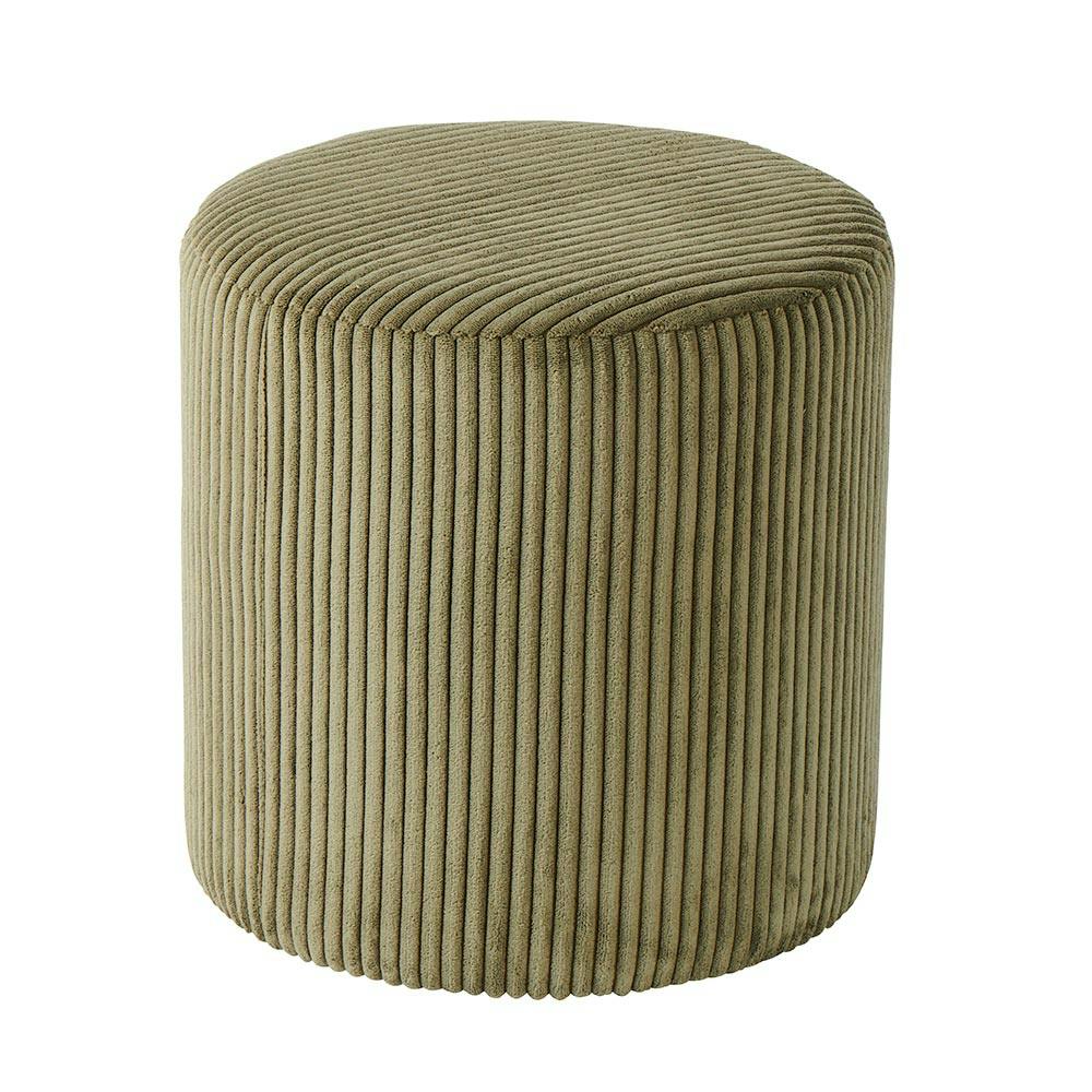 Pouf rond velours côtelé kaki (lot de 2) MALMOE