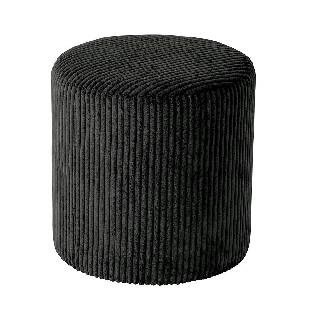 Pouf rond velours côtelé noir (lot de 2) MALMOE