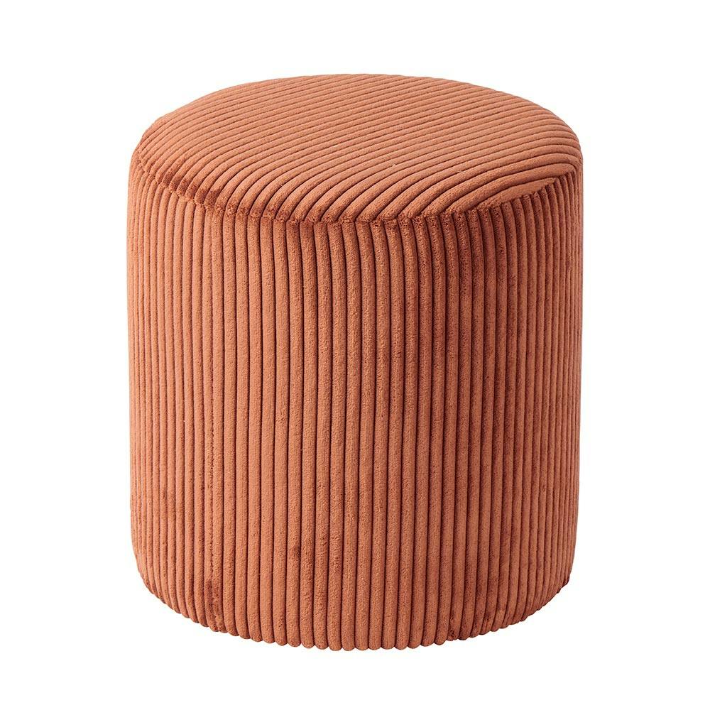 Pouf rond velours côtelé rouille (lot de 2) MALMOE