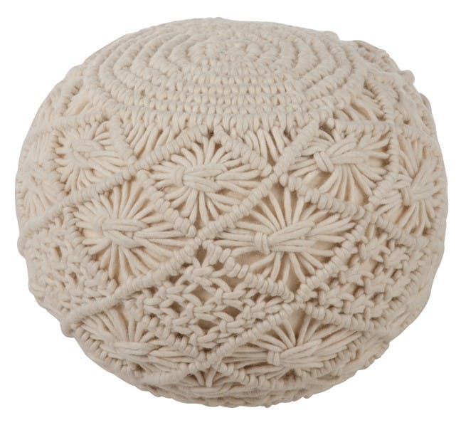 Pouf salon macramé laine blanc réf.30022507
