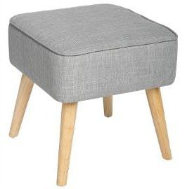 Pouf Tabouret carré avec revêtement en tissu gris 40X40cm