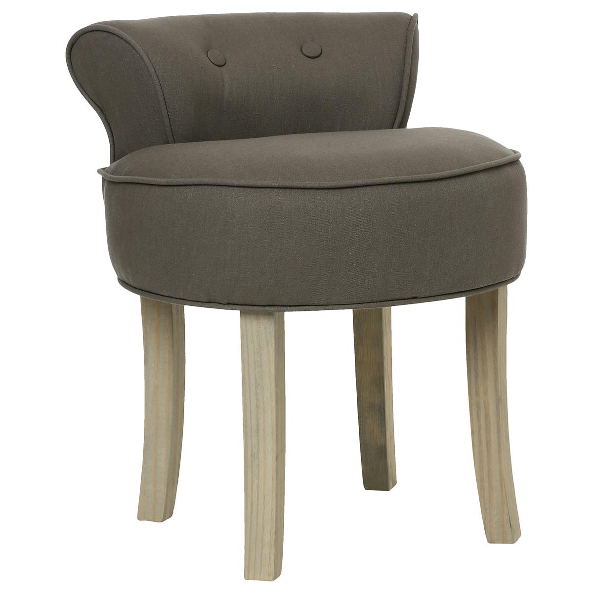 Pouf tabouret rond avec dossier capitonné  46x49x58