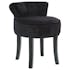 Pouf tabouret rond avec dossier capitonné velours noir 46x49x58