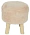 Pouf tabouret tissu beige rosé façon fourrure