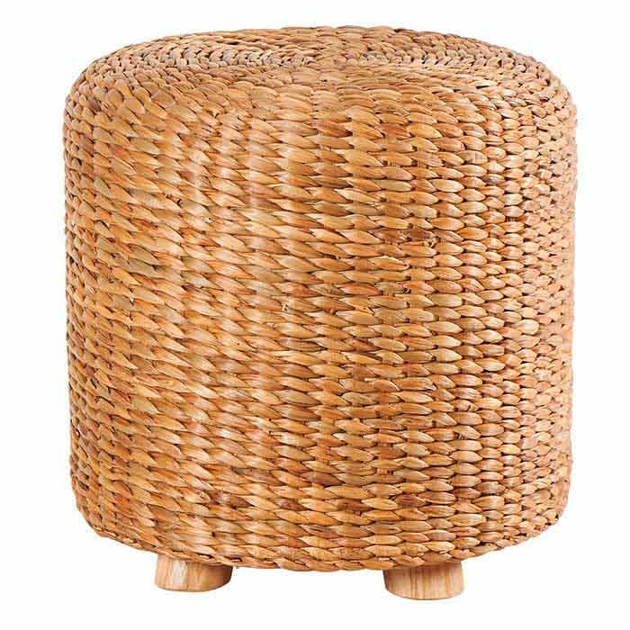 Pouf tressé en jacinthe d'eau