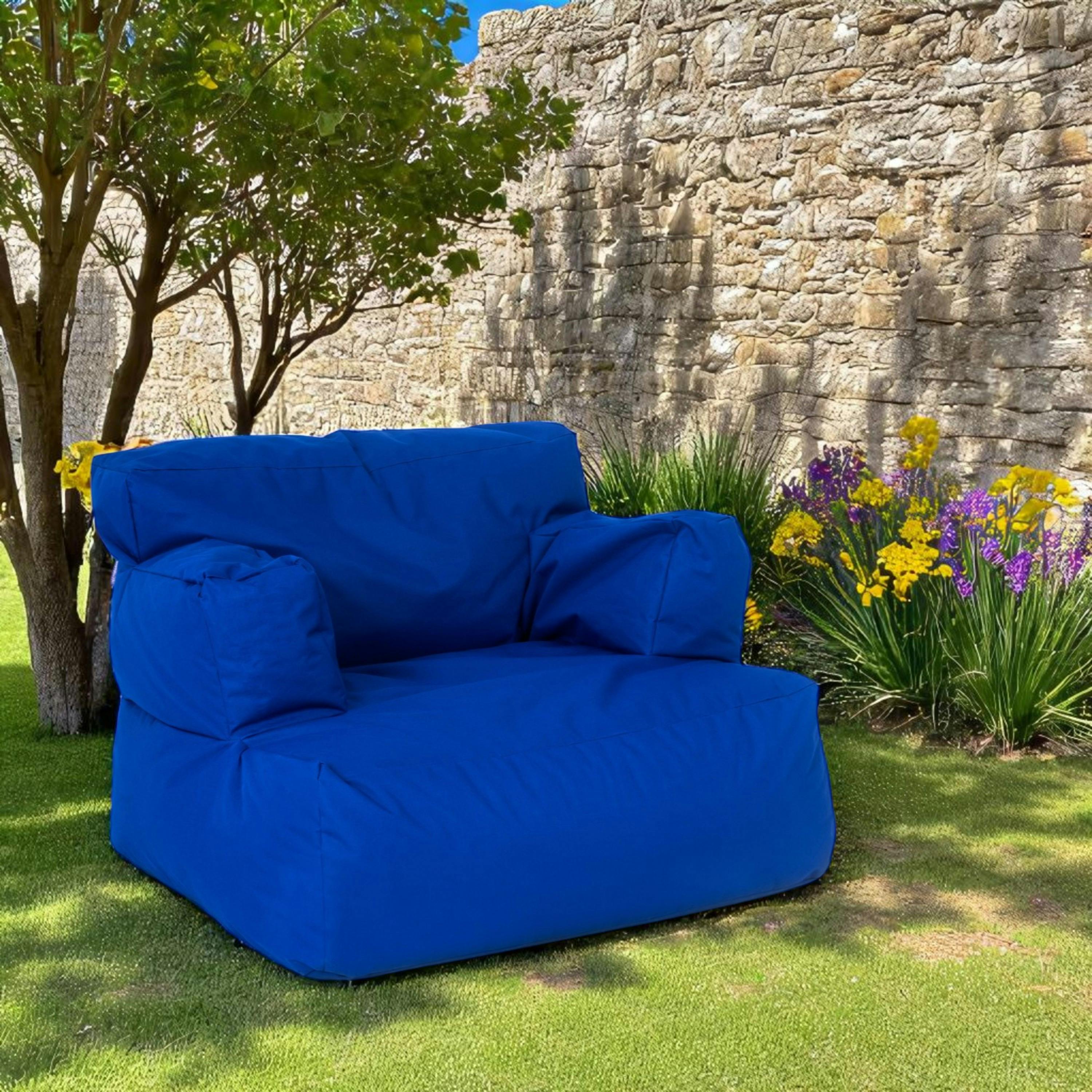 Pouf XXL extérieur avec accoudoirs - bleu ARTA