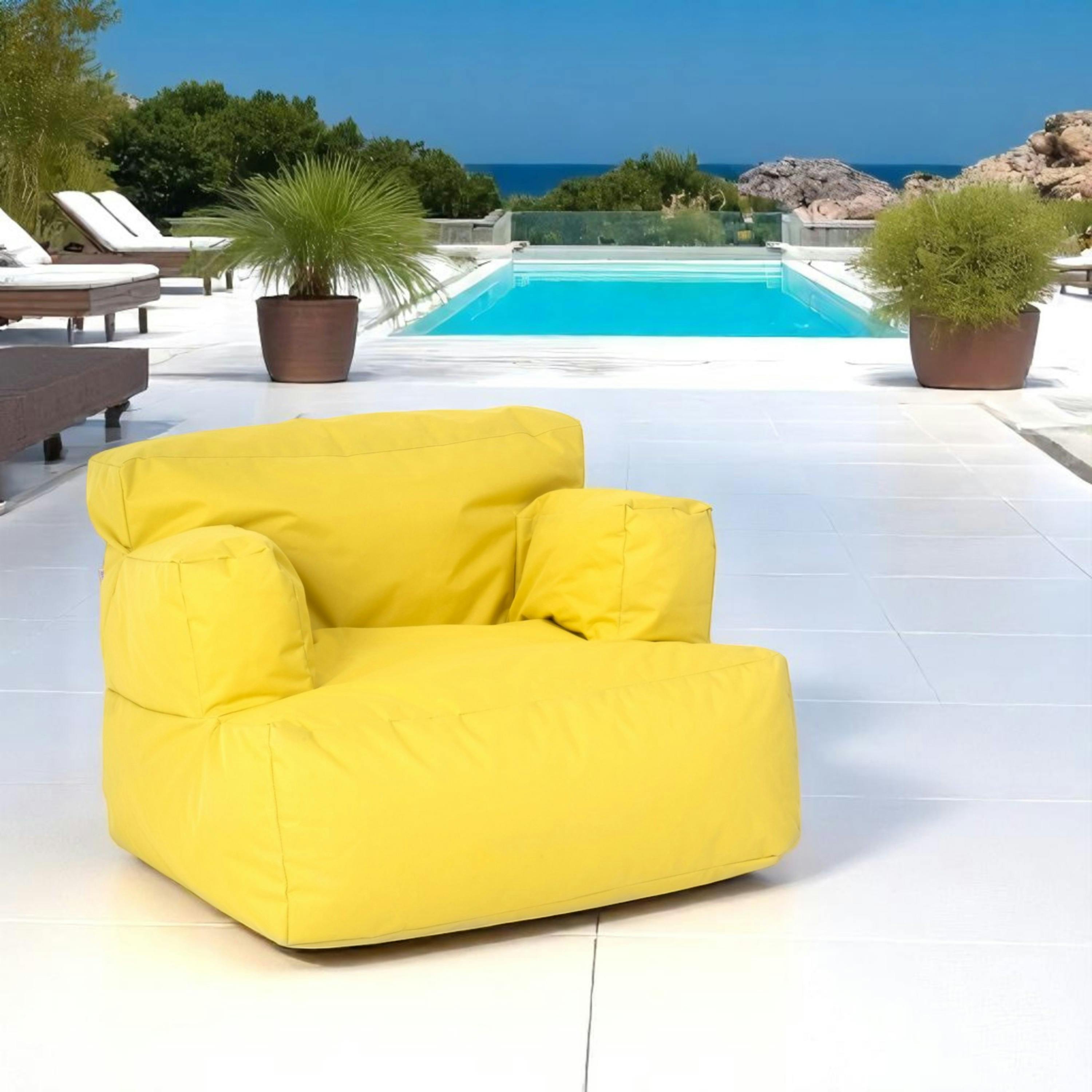 Pouf XXL extérieur avec accoudoirs - jaune ARTA